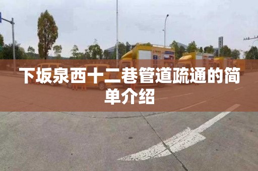 下坂泉西十二巷管道疏通的简单介绍