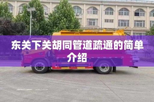东关下关胡同管道疏通的简单介绍
