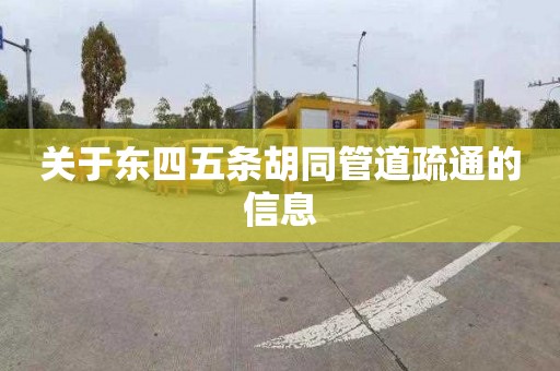 关于东四五条胡同管道疏通的信息