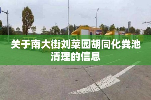 关于南大街刘菜园胡同化粪池清理的信息