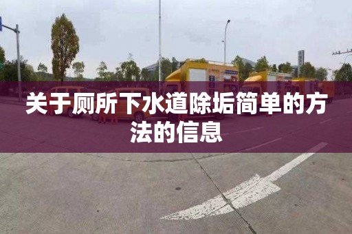 关于厕所下水道除垢简单的方法的信息