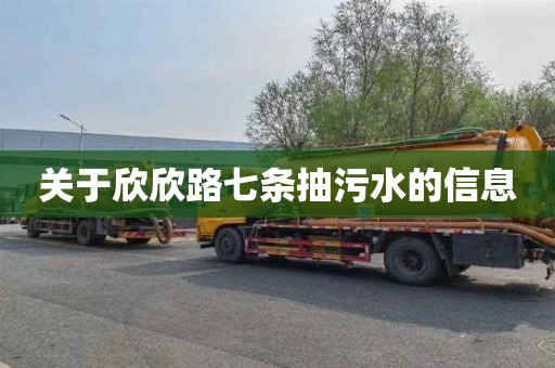 关于欣欣路七条抽污水的信息