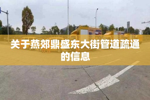 关于燕郊鼎盛东大街管道疏通的信息