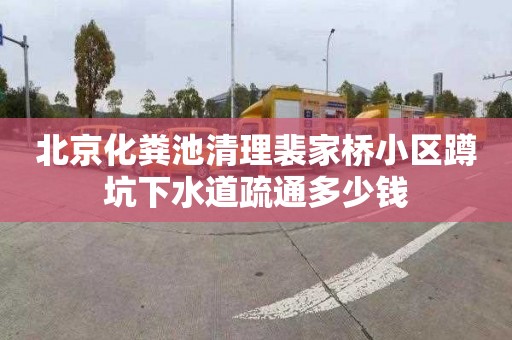 北京化粪池清理裴家桥小区蹲坑下水道疏通多少钱