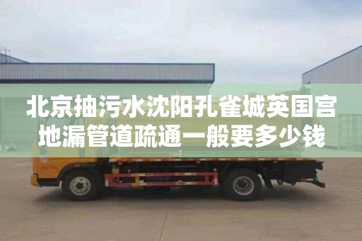 北京抽污水沈阳孔雀城英国宫地漏管道疏通一般要多少钱