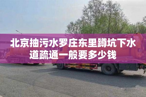 北京抽污水罗庄东里蹲坑下水道疏通一般要多少钱