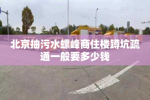 北京抽污水螺峰商住楼蹲坑疏通一般要多少钱