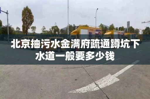 北京抽污水金满府疏通蹲坑下水道一般要多少钱