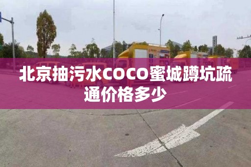 北京抽污水COCO蜜城蹲坑疏通价格多少