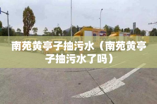 南苑黄亭子抽污水（南苑黄亭子抽污水了吗）