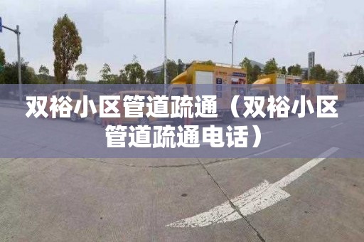 双裕小区管道疏通（双裕小区管道疏通电话）