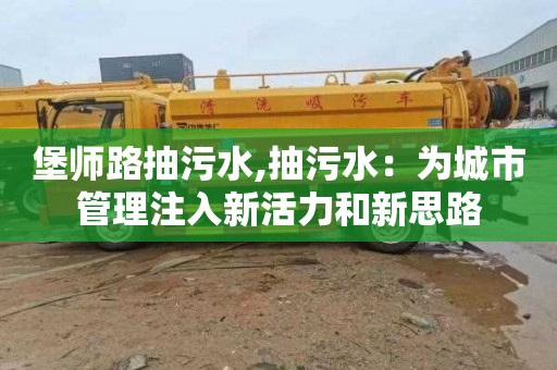 堡师路抽污水,抽污水：为城市管理注入新活力和新思路