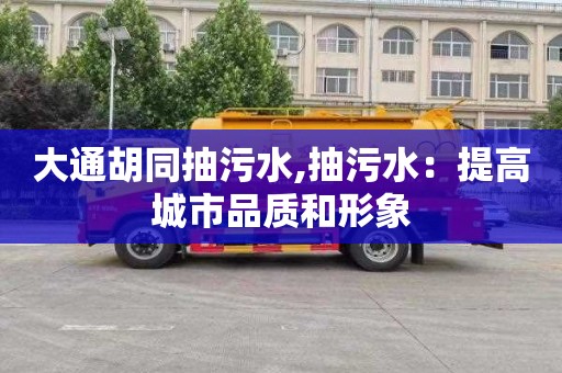 大通胡同抽污水,抽污水：提高城市品质和形象