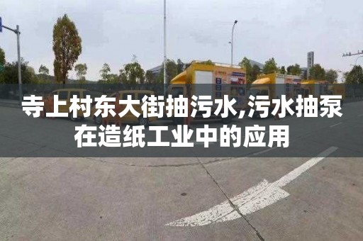 寺上村东大街抽污水,污水抽泵在造纸工业中的应用