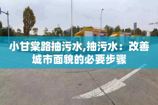 小甘棠路抽污水,抽污水：改善城市面貌的必要步骤