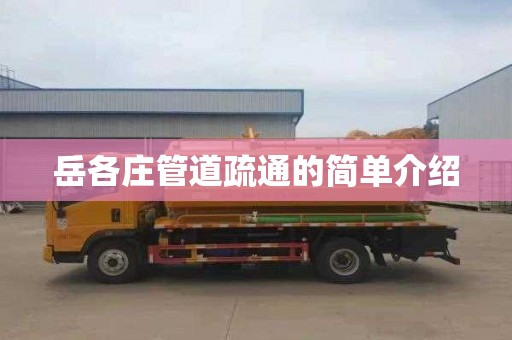 岳各庄管道疏通的简单介绍