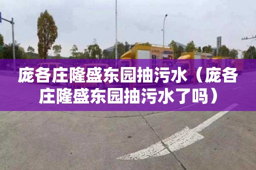 庞各庄隆盛东园抽污水（庞各庄隆盛东园抽污水了吗）