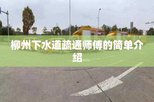 柳州下水道疏通师傅的简单介绍