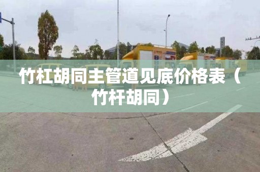 竹杠胡同主管道见底价格表（竹杆胡同）