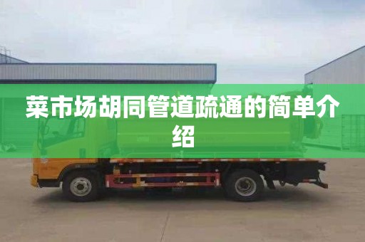 菜市场胡同管道疏通的简单介绍