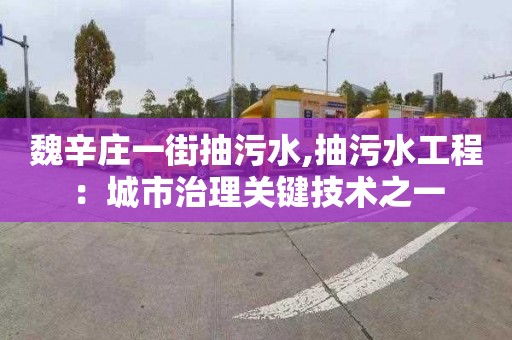 魏辛庄一街抽污水,抽污水工程：城市治理关键技术之一