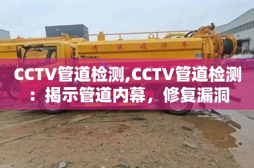 CCTV管道检测,CCTV管道检测：揭示管道内幕，修复漏洞