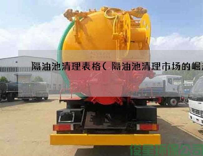 隔油池清理表格(隔油池清理市场的崛起)